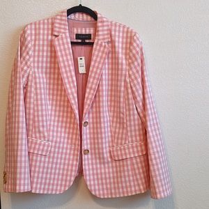 NWT Talbots Pink Gingham Checkered Blazer Size 16 MSRP $139